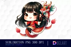 Watercolor Chinese New Year Dragon Kid Clipart , Artwork Product Image 1