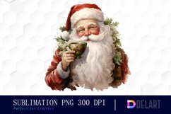 Watercolor Santa Claus Life Clipart, Sublimation Art Product Image 1