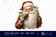 Watercolor Santa Claus Life Clipart, Sublimation Art Product Image 1