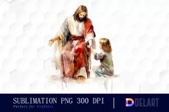 Watercolor Jesus Christ Helping Humans PNG Clipart Product Image 1
