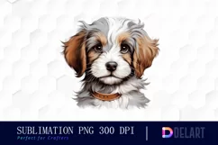 Watercolor Puppy Portrait PNG Clipart Product Image 1