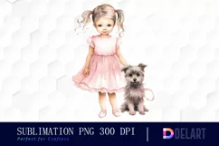 Watercolor Vintage Cute Baby Girl Clipart Image Product Image 1