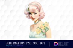 Watercolor Retro Pin Up Girl Clipart, Artwork Product Image 1