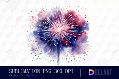 Watercolor New Years Fireworks Clipart , Sublimation Art Product Image 1