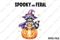 Spooky and Feral Raccoon PNG,Halloween Product Image 1