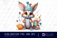 Watercolor Birthday Animal Friend Clipart Product Image 1