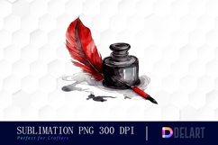 Inkwell with a Red Bird Clipart Product Image 1
