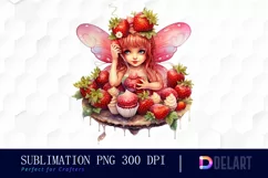 Fairy Girl Strawberries Clipart PNG Product Image 1