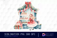 Watercolor Christmas Dessert Shop Clipart, Illustration PNG Product Image 1