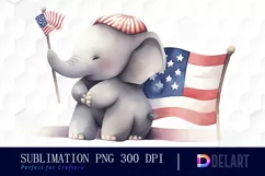 Watercolor Baby Elephant American Clipart, Sublimation Art Product Image 1