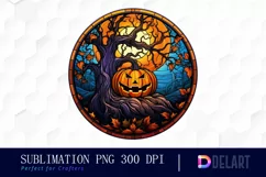 Stained Glass of Halloween Pumpkin Clipart Design Product Image 1
