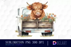 Watercolor Baby Highland Cow Clipart, Sublimation Art Product Image 1