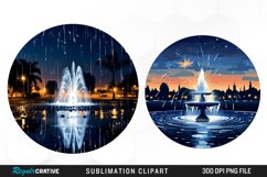 Nightfall Fountains Sublimation Art Clipart Product Image 1