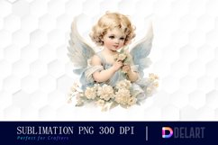 Watercolor Vintage Cupid Clipart, Illustration PNG Product Image 1