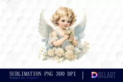 Watercolor Vintage Cupid Clipart, Illustration PNG Product Image 1