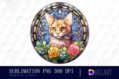 Watercolor Stained Glass Gothic Cat Clipart, Artwork Product Image 1