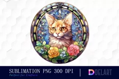 Watercolor Stained Glass Gothic Cat Clipart, Artwork Product Image 1