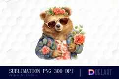 Watercolor Valentine Teddy Bear Clipart PNG Product Image 1