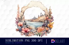 Watercolor Floral Landscape Vintage Clipart Fun Product Image 1