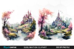 Watercolor Fairytale Landscapes PNG Set Clipart Product Image 1