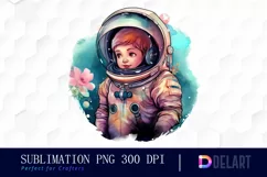 Watercolor Astronaut Girl Clipart PNG Product Image 1