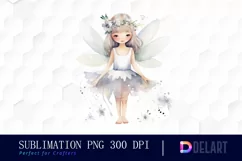 Watercolor Cute White Fairy PNG Clipart Product Image 1