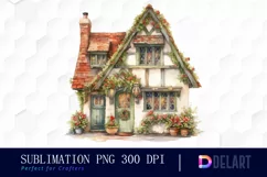 Watercolor Cozy Christmas House Clipart, Sublimation Art Product Image 1