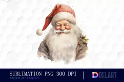 Watercolor Santa Claus Clipart, Sublimation Art Product Image 1