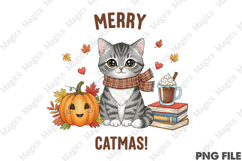 Merry Catmas Cat T-Shirt Design Png Product Image 1