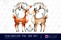 Watercolor Boho Woodland Animal Couple Clipart, Artwork Product Image 1