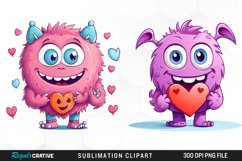 Valentines Clipart,Love Clipart,Monsters Clipart,Beast Clipart,Fairytale Clipart,Magic Clipart,Nursery Clipart,Colorful Clipart,Baby Clipart,Kawaii Clipart,Watercolor Cute Cartoon Valentines Monsters Clipart, 30 PNG Valentines Day Clipart,