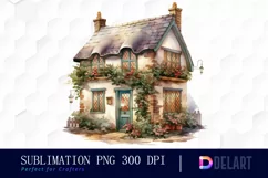 Watercolor Cozy Christmas House Clipart, Sublimation Art Product Image 1