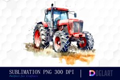 Watercolor Tractor Farm Field Exquisite Clipart Product Image 1