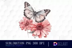 Watercolor Butterfly Floral PNG Clipart Product Image 1