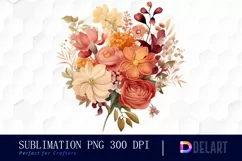 Watercolor Autumn Bouquet Flower Clipart, Sublimation Art Product Image 1