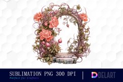 Watercolor Pink Witch and Garden Patch Clipart, PNG Set Product Image 1