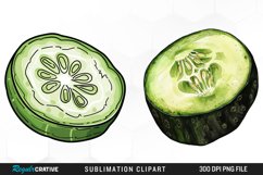 Cucumber Slice Watercolor Clipart Product Image 1
