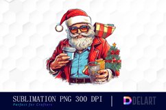 Watercolor Pink Santa Christmas Clipart Product Image 1