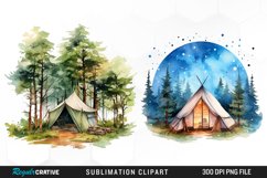 Watercolor Night Tents Design Clipart Product Image 1