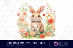 Watercolor Valentine Rabbit Clipart, Sublimation Art Product Image 1