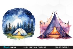 Watercolor Night Tents Design Clipart Product Image 1