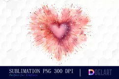 Watercolor Heart Fireworks Clipart, Sublimation Art Product Image 1