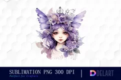 Watercolor Pastel Purple Child Fairy Clipart Image Product Image 1