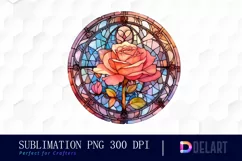 Watercolor Stained Glass Rose PNG Clipart Product Image 1