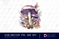 Watercolor Fairy Mushroom Floral , Illustration Clipart Product Image 1
