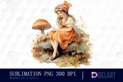 Watercolor Autumn Fairy Girl Clipart, Sublimation Graphics Product Image 1