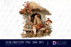 Watercolor Autumn Fairy Girl Clipart, Sublimation Graphics Product Image 1
