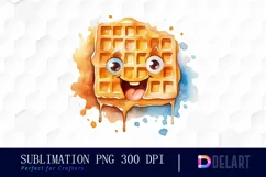 Watercolor Waffle Cartoon Face PNG Clipart Product Image 1