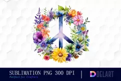 Watercolor Peace Sign Wild Flowers PNG Clipart Product Image 1