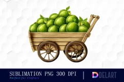 Wooden Cart Of Limes Clipart Design Product Image 1